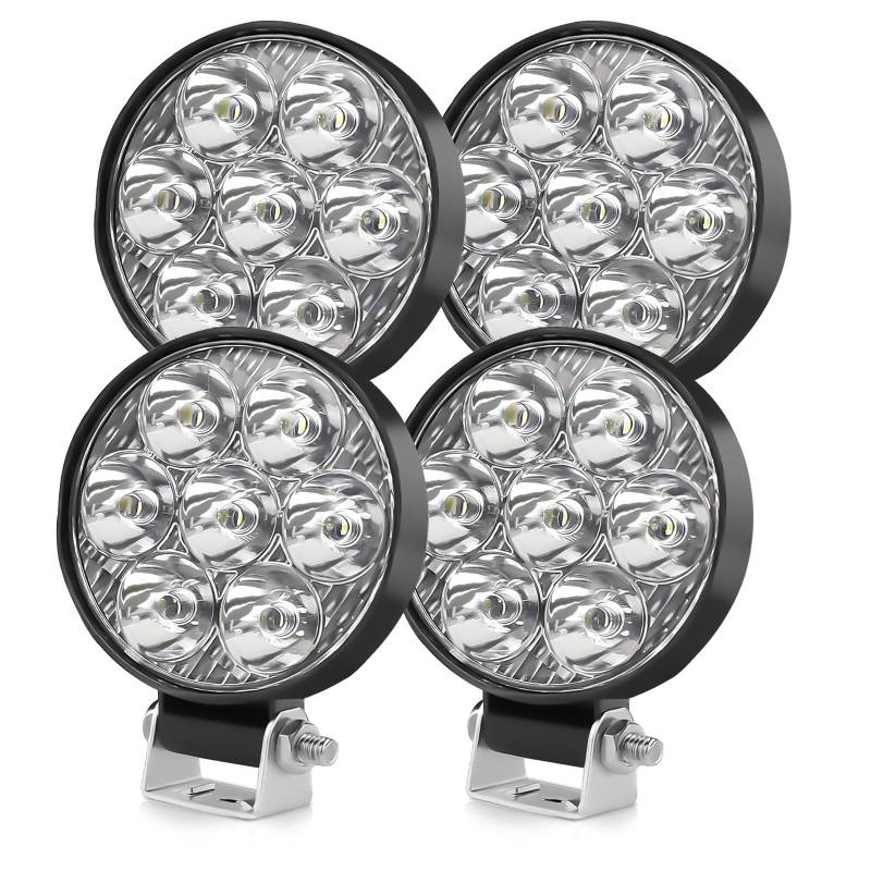 CO LIGHT 4PC 2,5 Zoll LED Arbeitsscheinwerfer - 24W 8000LM IP68 180° Justierbar Rrückfahrscheinwerfer 6000K für Traktor,Offroad,Baufahrzeuge,UTV, ATV, LKW,Landwirtschaft, 12V-24V (Orbicular-4pc) von CO LIGHT