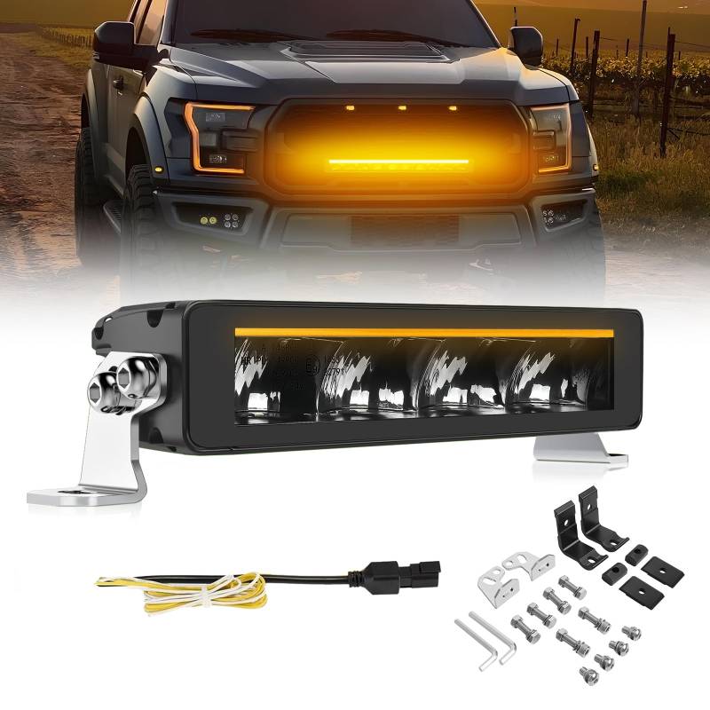 10 Zoll LED Scheinwerfer 12/24v - 40W 5000LM Einreihig Driving Light Bar, Arbeitsscheinwerfer Bar weiß Amber Zusatzscheinwerfer für Auto SUV ATV UTV LKW (10 Zoll) von CO LIGHT