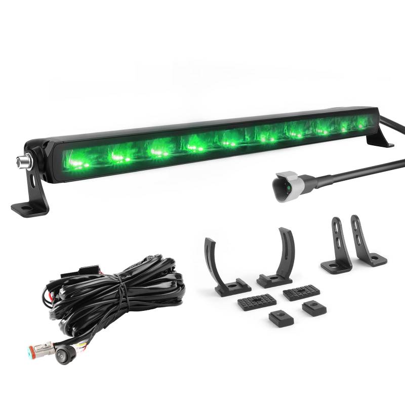 CO LIGHT Led Bar Auto Light Bar Slim 20 Zoll Led Zusatzscheinwerfer Bar 12V Grüne Stimmungsbeleuchtung Mit DT Kabelbaum für Auto Offroad SUV ATV UTV LKW von CO LIGHT