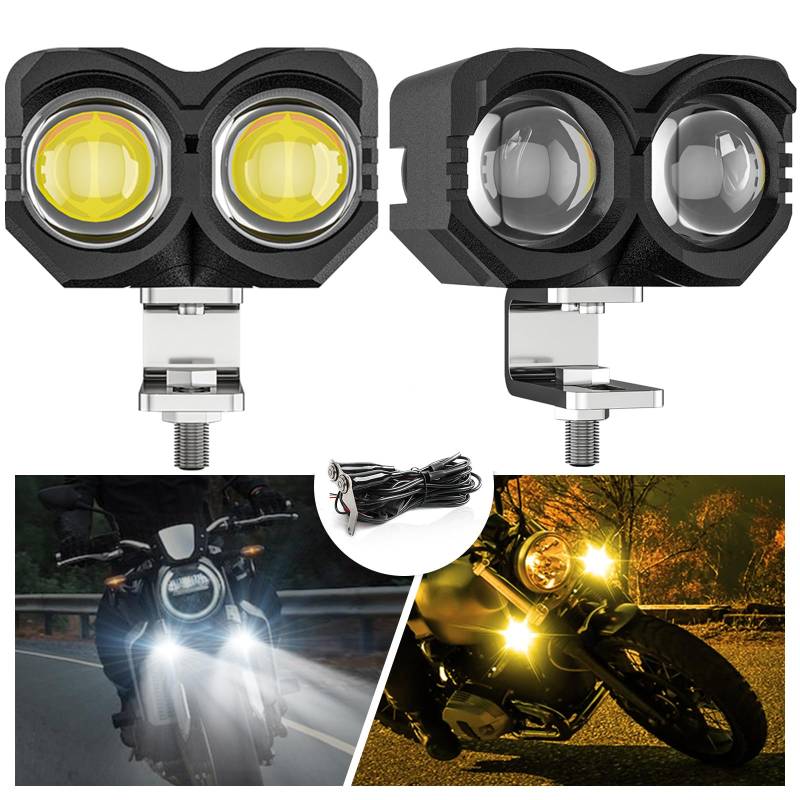 CO LIGHT Motorrad Zusatzscheinwerfer Nebelscheinwerfer Zwei Linsen LED Arbeitsscheinwerfer 12V Drei Lichtmodi mit Kabelbaum 40W/Paar Für Offroad LKW Traktor von CO LIGHT