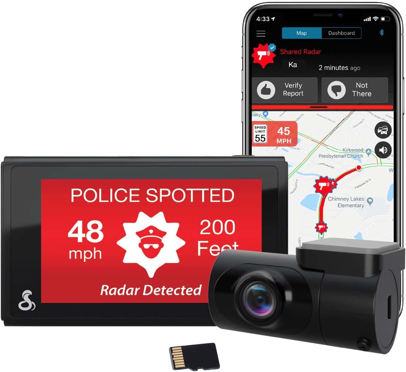 Cobra Smart Dashcam Autokamera + hinten Kamera QHD+ Video 1600P Auflösung, Sprachsteuerung, integriertes WiFi & GPS, 16GB SD Karte, 3" Display, gemeinsame Alarme, Notfall MayDay, Drive Smarter App von COBRA