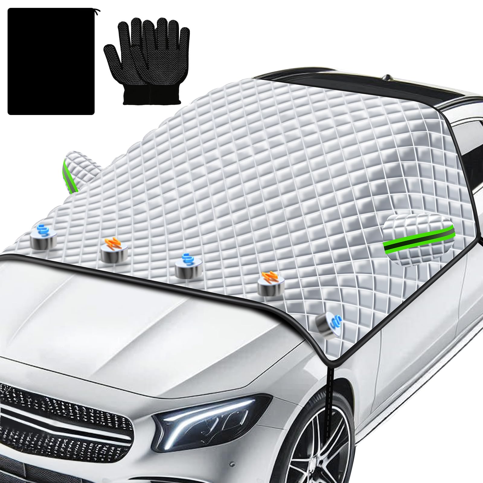 COFSODI Magnetische Auto-Windschutzscheiben-Außenabdeckung, Eis- und Schneeschutz mit Seitenspiegelabdeckungen, Winter-Auto-Außenregen-, Frost- und Frostschutz (Auto-Schneeabdeckung, 2,4) von COFSODI