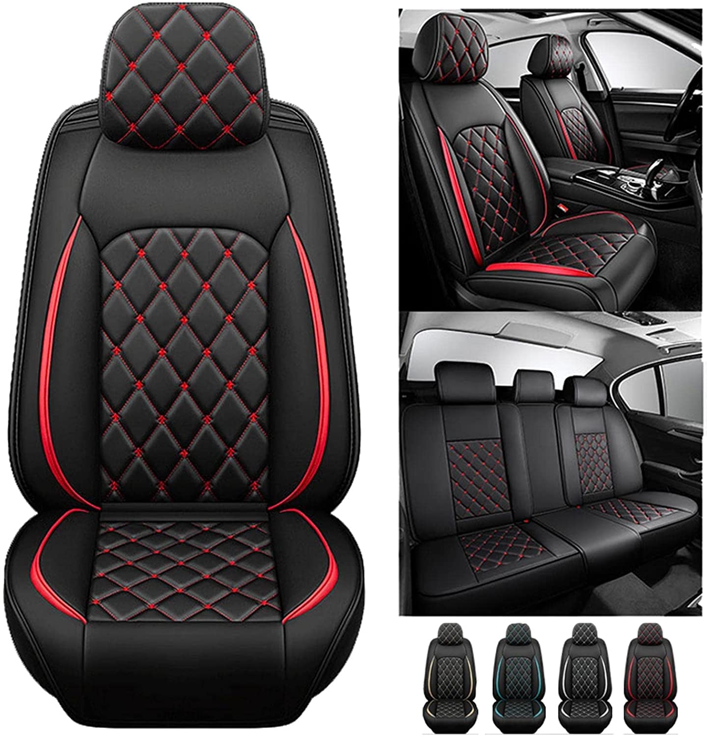 Autositzbezüge Set Für Citroen C1 / C1 Sport Airsport / C2 / C3 / C3 Aircross Picasso Pluriel/e-C4 / C-Crosser schwarz, Universal 5 Sitze PU-Leder Sitzbezüge Auto Allwetter Rutschfester Wasserdicht von COFUNU