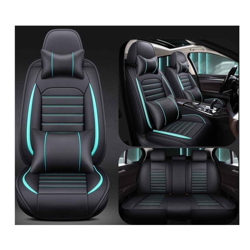 Sitzbezüge Auto Leder Autositzbezüge Universal Set Für BMW E30 E34 E90 E60 E39 E36 E87 F30 M5 F10 E46 X5 E53 E70 G30 Kissen 5-Sitz Vorne Hinten Sitz Protektoren rutschfest Wasserdicht Langlebig (Colo von COFUNU