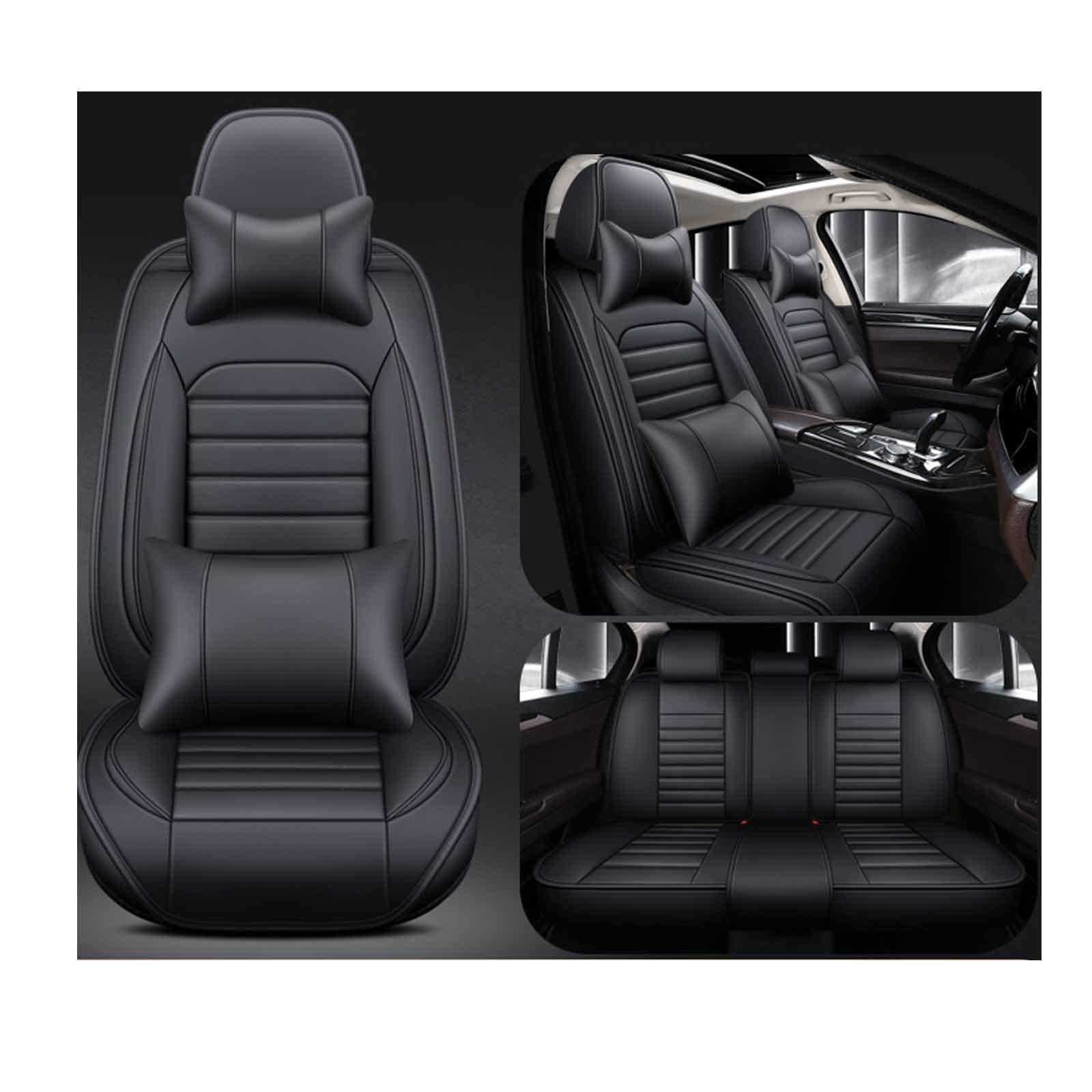 Sitzbezüge Auto Leder Autositzbezüge Universal Set Für BMW E30 E34 E90 E60 E39 E36 E87 F30 M5 F10 E46 X5 E53 E70 G30 Kissen 5-Sitz Vorne Hinten Sitz Protektoren rutschfest Wasserdicht Langlebig (Colo von COFUNU