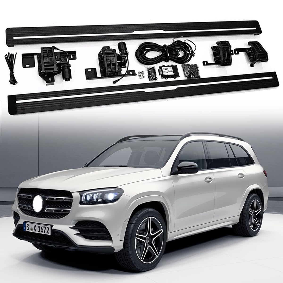 Deployable Power Electric Trittbrett Side Step Pedal Nerf Bar Aluminium Passt für Mercedes Benz GLS X167 2020 2021 2022 2023 2024 2025 2026 von COGOTA