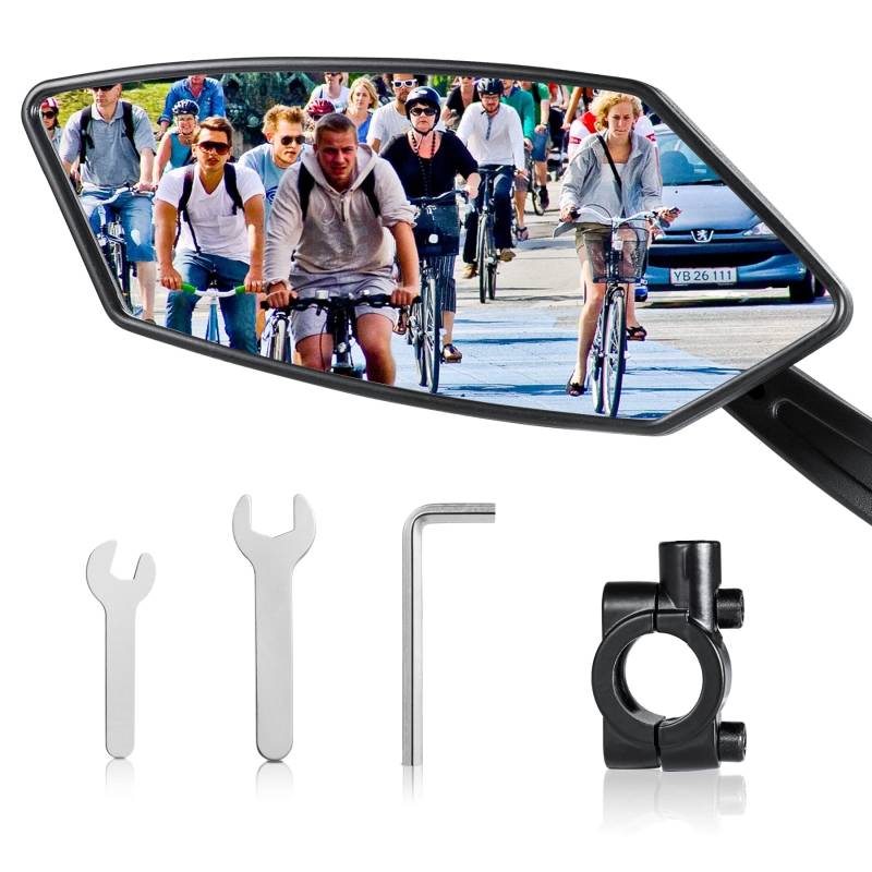 Coicer Fahrradspiegel Für E-Bike Links Hd 360° Drehbar & Klappbar Für Lenker Fahrrad Rückspiegel Spiegel Ebike Zubehör Extra Große Spiegelfläche Schlagfestes Echtglas Mirror Accessories von COICER