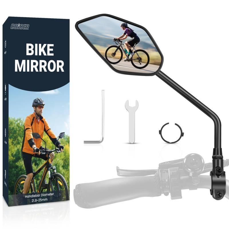 Coicer Fahrradspiegel Für E-Bike Links Hd 360° Drehbar & Klappbar Lenker Rückspiegel Fahrrad Spiegel Ebike Zubehör Extra Große Spiegelfläche Schlagfestes Echtglas Bike Mirror Accessories von COICER