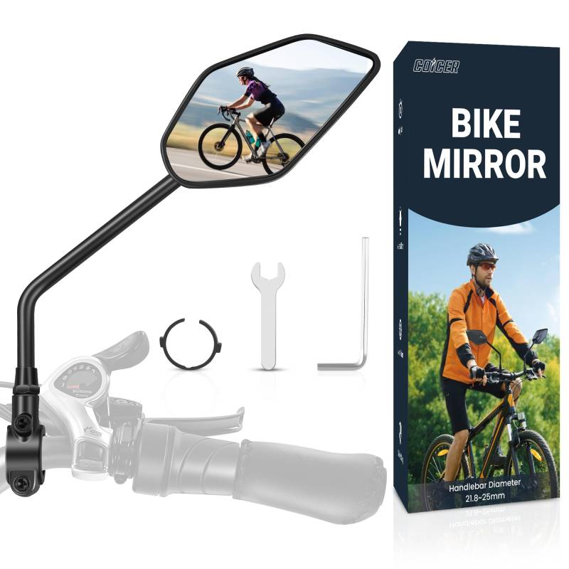 Coicer Fahrradspiegel extra große Spiegelfläche |schlagfestes Echtglas| Fahrradspiegel für Lenker ebike Mirror Accessories| Rückspiegel Fahrrad Spiegel für e-bike Fahrradrückspiegel klappbar von COICER