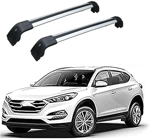 2Stück Auto Dachträger für Hyundai Tucson 2016-2021, Aluminium Fahrradträger Dachboxen Dachgepäckablage Außen Styling Zubehör,A/Black-Silver von COIEN