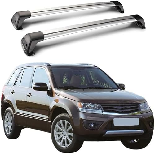 2Stück Auto Dachträger für Suzuki Grand Vitara 2005-2020, Aluminium Fahrradträger Dachboxen Dachgepäckablage Außen Styling Zubehör,A/Black-Silver von COIEN