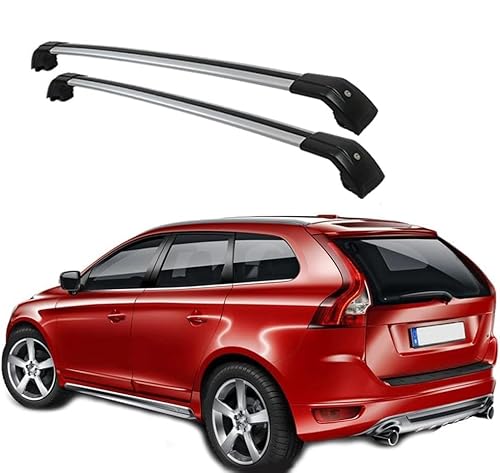 2Stück Auto Dachträger für Volvo XC60 2013-2018, Aluminium Fahrradträger Dachboxen Dachgepäckablage Außen Styling Zubehör,A/Black-Silver von COIEN
