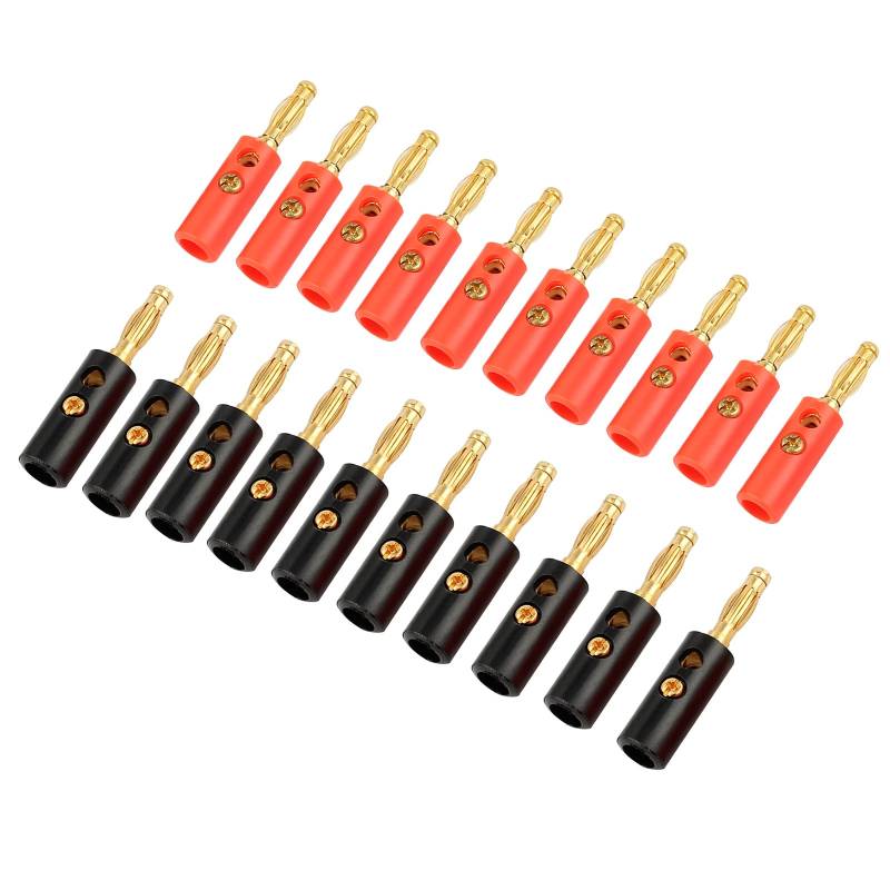 COLFULINE 10 Paare Bananenstecker Set, 4mm bananenstecker lautsprecher, polklemmen lautsprecher Bananen panel Buchse Schwarz rot (10 männlich + 10 weiblich) von COLFULINE