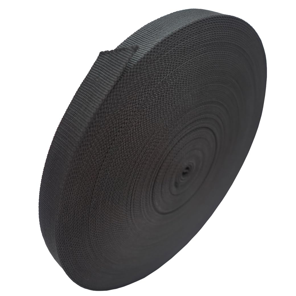 COLOMI 50 Meter x 3cm PP Gurtband - 1,75mm Stark - Gurtband aus Polypropylen - 50 Meter Länge und 3 cm Breite, Schwarz (3CM breit) von COLOMI