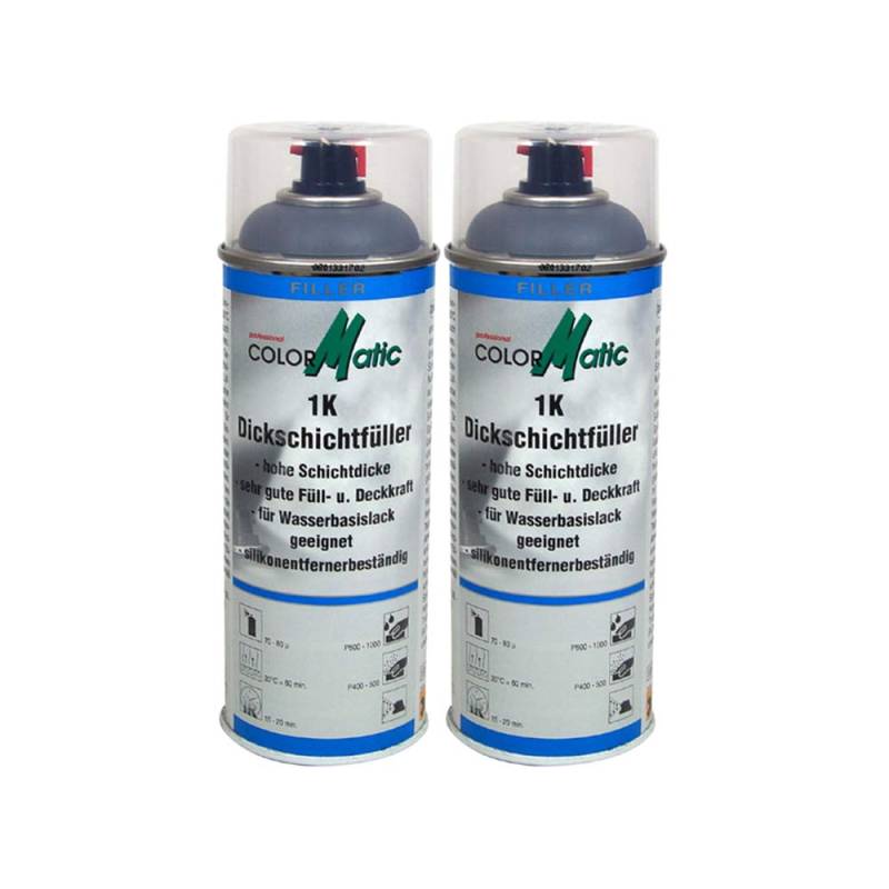 COLORMATIC 2X 1K Dickschichtfüller Acryl Spot& Teilelackierung Hellgrau 400Ml von COLORMATIC