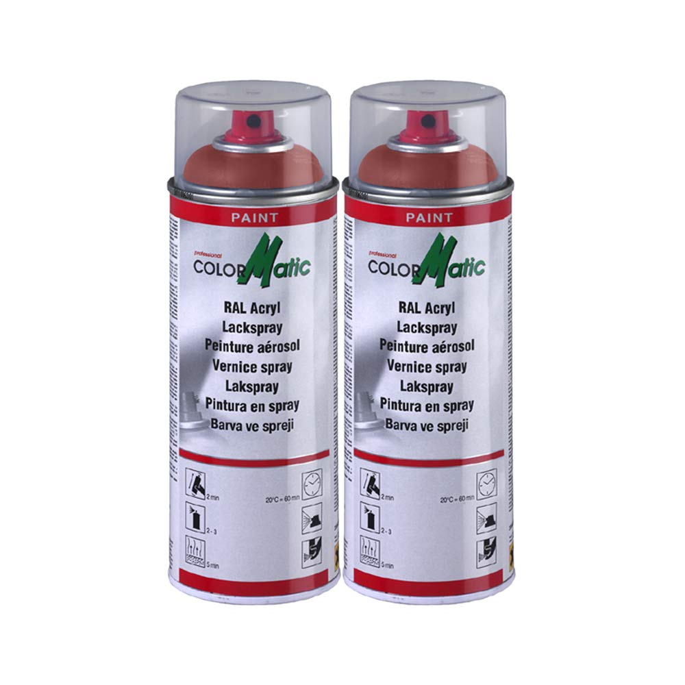 COLORMATIC 2X RAL Acryl Lackspray 3000 Feuerrot Glänzend 856624 400Ml von COLORMATIC