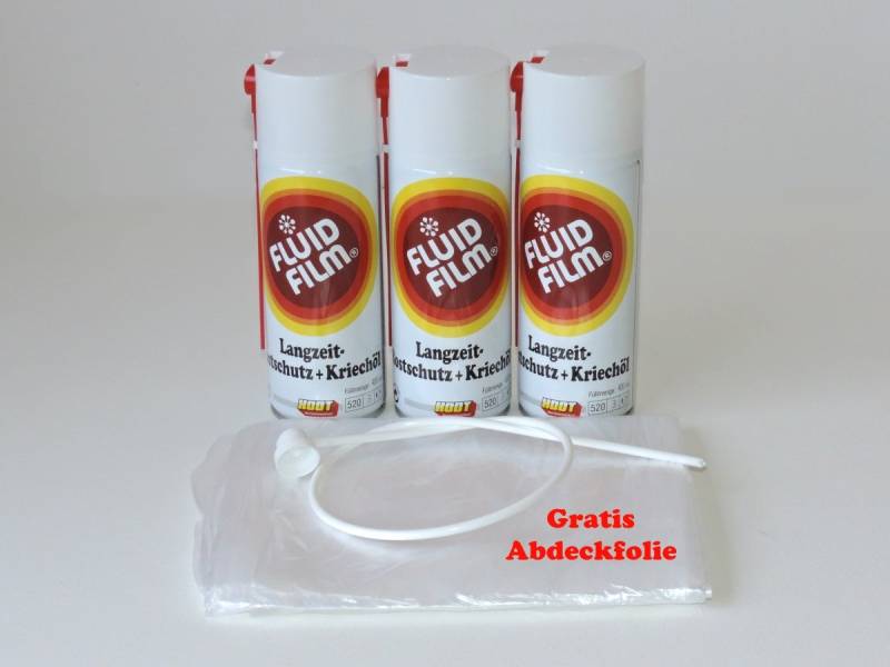 3x Fluid Film AS-R Sprühdose a´400ml plus gratis Abdeckfolie von COLOURLOCK