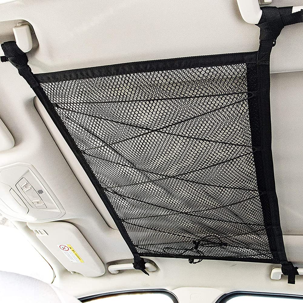 Auto Gepäcknetz, Autodach Gepäcknetz Decke, 31.5x21.6 inch Gepäcknetz Auto für Aufbewahrung, Gepäcknetz Autodecke Dach Universal Aufbewahrungsnetz Netztasche für Vier Dach Armlehnen für SUV Van von COMBLU