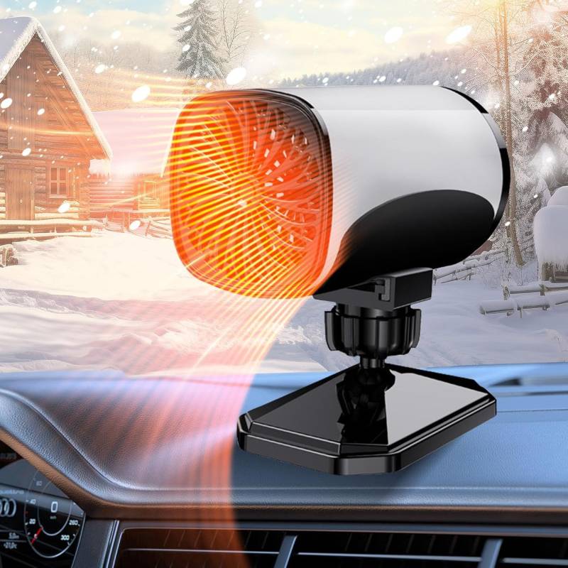 COMBLU 2 in 1 Autoheizung, 12V 150W Auto Heizung, Tragbare Heizung und De-Icer mit Zigarettenanzünder, schnelles Heizen und Kühlen Ventilator für Fahrzeuge mit 360 Grad drehbarer Basis von COMBLU