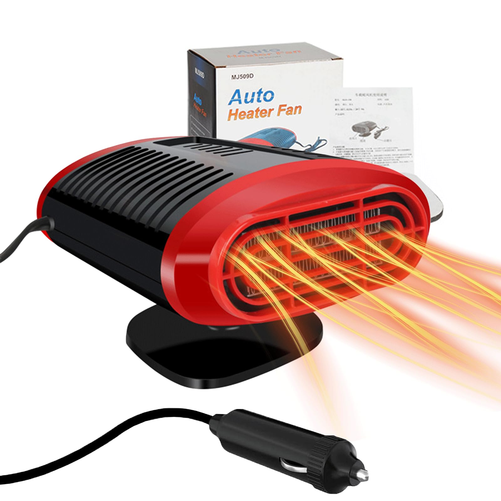 COMBLU Auto-Heizung, 12 V, 150 W, tragbare Auto-Heizung, 2-in-1-Heizung und Ventilator, tragbare Heizung, die in den Zigarettenanzünder gesteckt werden kann, um 360° drehbarer Auto-Heizlüfter für von COMBLU