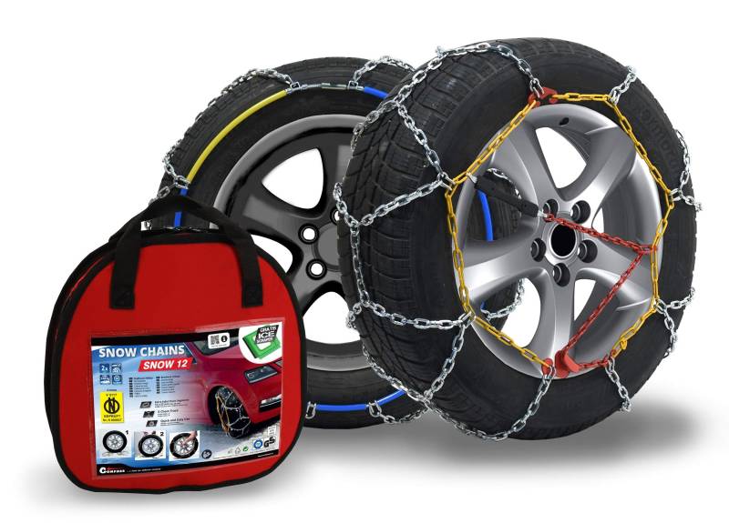 COMPASS Schneeketten Snow 12mm für Reifen 165/65 R15 ÖNORM, TÜV geprüft (050) 1 Paar, Extra Stark von COMPASS