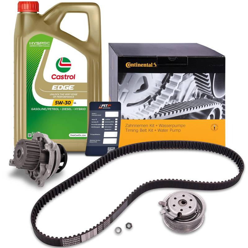 1x Original CONTITECH Zahnriemensatz inkl. Wasserpumpe + 5 L CASTROL EDGE TITANIUM FST 5W-30 LL von CONTITECH