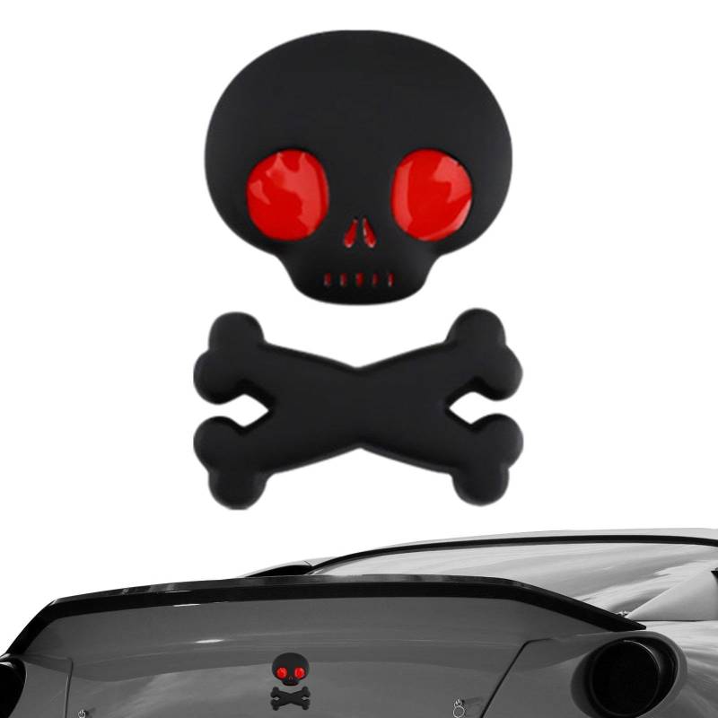 COOBAA Totenkopf-Auto-Aufkleber, Karosserie-Emblem, Totenkopf-Aufkleber, Totenkopf- und Knochen-Abzeichen, Metall-Emblem-Aufkleber für Autos, Skateboard, Motorrad, LKW, SUV von COOBAA