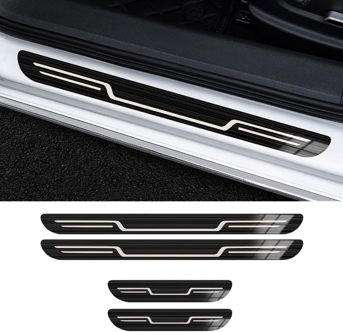 4 Stück Edelstahl Einstiegsleisten Schutz für BMW 5 Series 5er Serie 5 F10 2009-2017, Türschwelle Scuff Pedal Anti Scratch Schwellenabdeckung Schutz Trim Sticker,normal-Schwarz von COOKENG