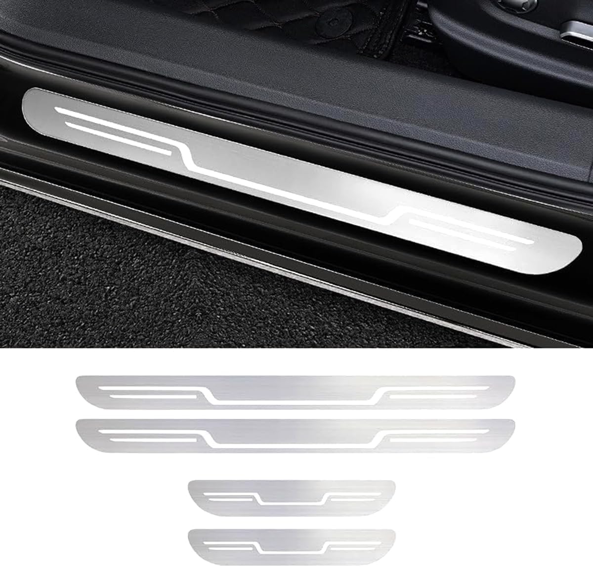 4 Stück Edelstahl Einstiegsleisten Schutz für BMW 5 Series 5er Serie 5 F10 2009-2017, Türschwelle Scuff Pedal Anti Scratch Schwellenabdeckung Schutz Trim Sticker,normal-Silver von COOKENG