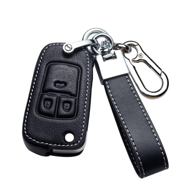 HIBEYO Autoschlüssel Hülle passt für Opel Schutzhülle Schlüsselhülle Rindsleder Cover für Opel Vauxhall Astra Insignia Vectra Corsa Zafira Key Fob Fall Schlüsselbox Klappschlüssel von COOKENG