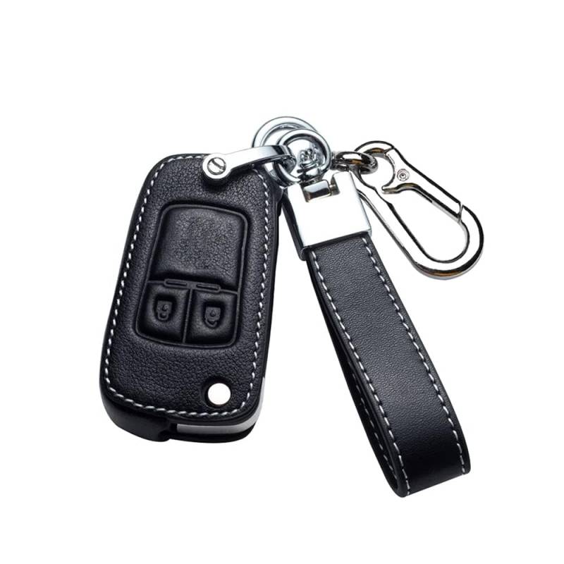 HIBEYO Autoschlüssel Hülle passt für Opel Schutzhülle Schlüsselhülle Rindsleder Cover für Opel Vauxhall Astra Insignia Vectra Corsa Zafira Key Fob Fall Schlüsselbox Klappschlüssel von COOKENG