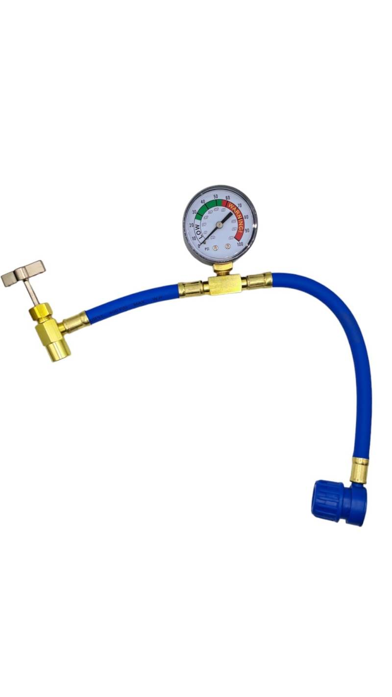 Cool5 - Hose Aufladeschlauch für Kältemittel mit Messgerät/Manometer für Klimaanlage Auto - Gewinde Typ A 1/2-16 - Set zum Befüllen von Auto Klima Anlage - Klimaanlagen Nachfüllset von Cool5