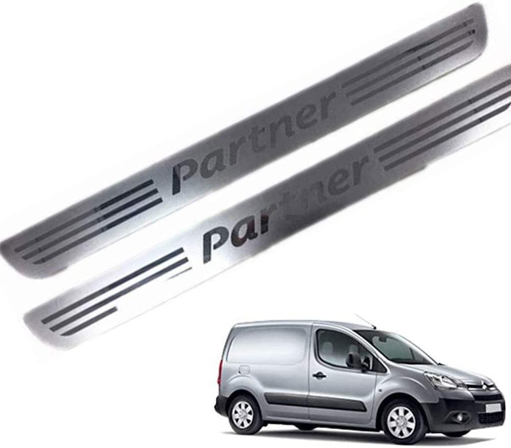 COPTRZ 4 Stück Edelstahl Einstiegsleisten Schutzleisten,für Peugeot Partner MK2 Tepee Box Combispace 2008-2019 Anti Kratz Non-Slip Beschützer Zierleisten Tür Sill Auto Styling Zubehör. von COPTRZ