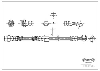 Corteco Bremsschlauch ERSTAUSRÜSTERQUALITÄT [Hersteller-Nr. 19033511] für Hyundai von CORTECO