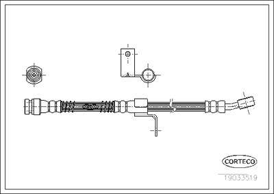 Corteco Bremsschlauch ERSTAUSRÜSTERQUALITÄT [Hersteller-Nr. 19033519] für Hyundai von CORTECO