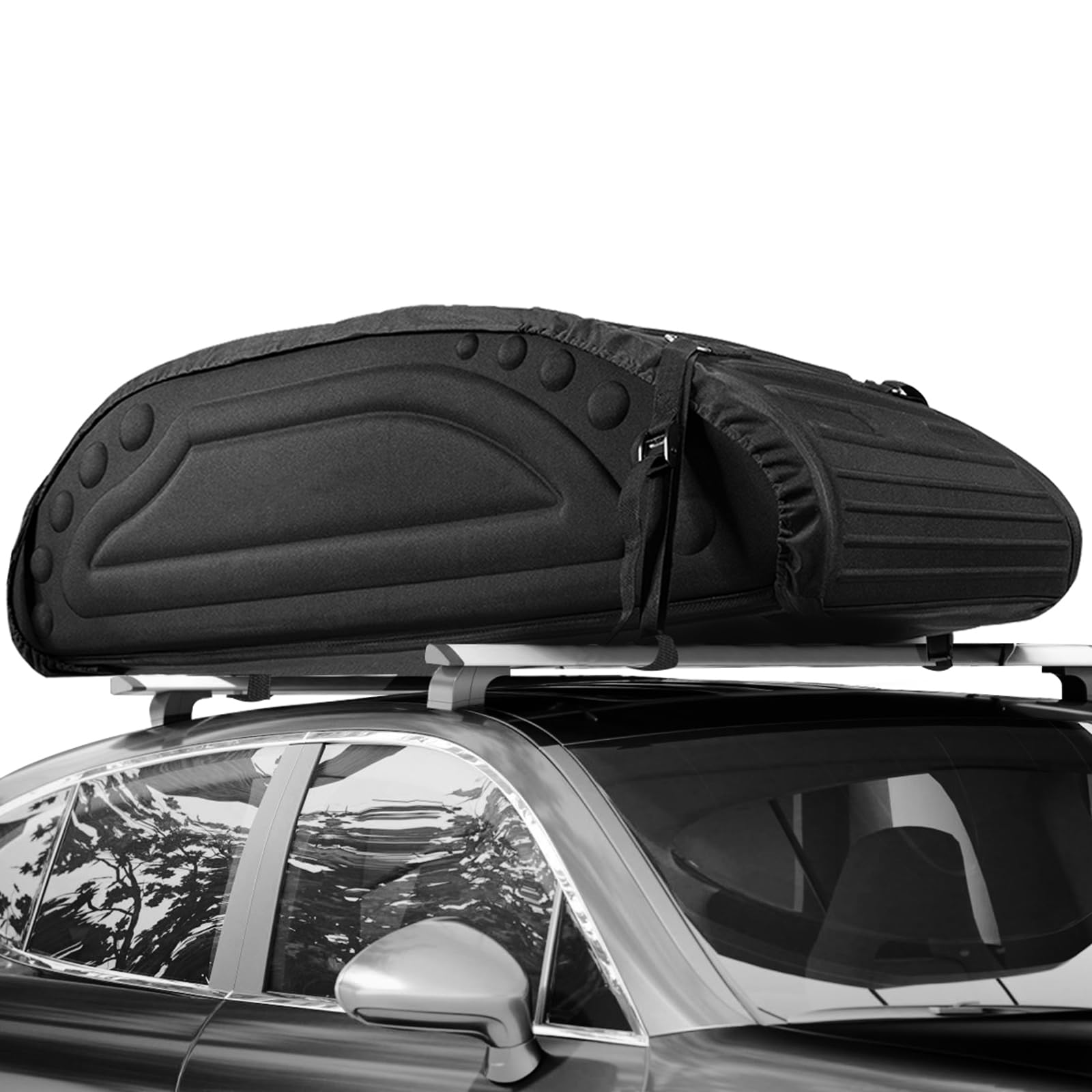 COSTWAY 400L Auto Dachbox, Dachkoffer mit Transportbändern, Dachtasche, Gepäcktasche, Gepäckbox, Dachgepäckträger Tasche für Jeeps, Autos, SUV, Schwarz von COSTWAY