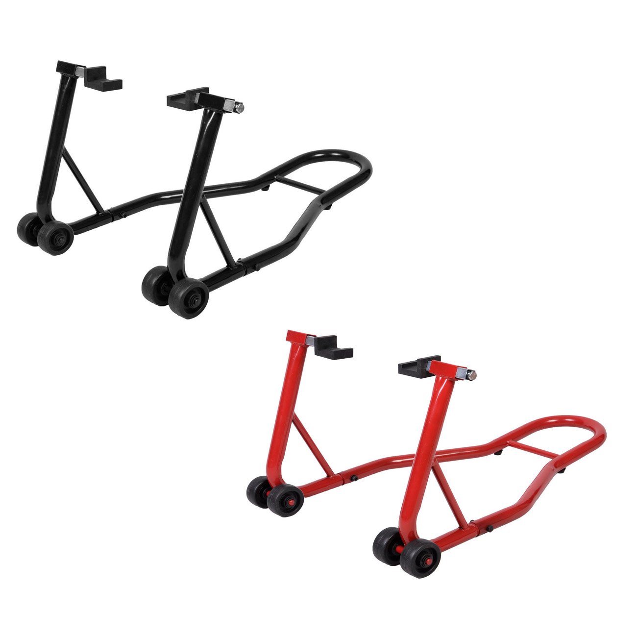 COSTWAY Motorradheber 2er Set, Motorradständer hinten bis 400 KG, Montageständer Motorrad breitenverstellbar, Motorrad Heber Motorradhebebühne für Kettenreinigung (Schwarz+Rot) von COSTWAY