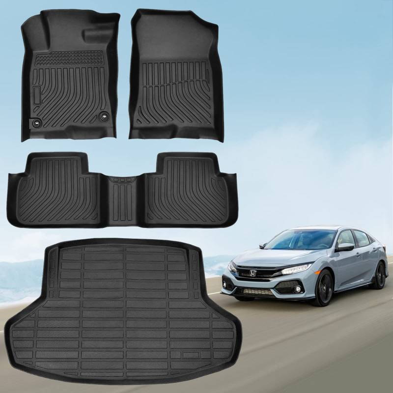 Für Honda Civic Fußmatten und Cargo Liner für Civic, für 2023 2022 Honda Civic Fußmatten für Limousine & Si (nicht für Schrägheck), inklusive Ladungseinlage für Civic Accessories der 11. Generation 2022 von COTAZA