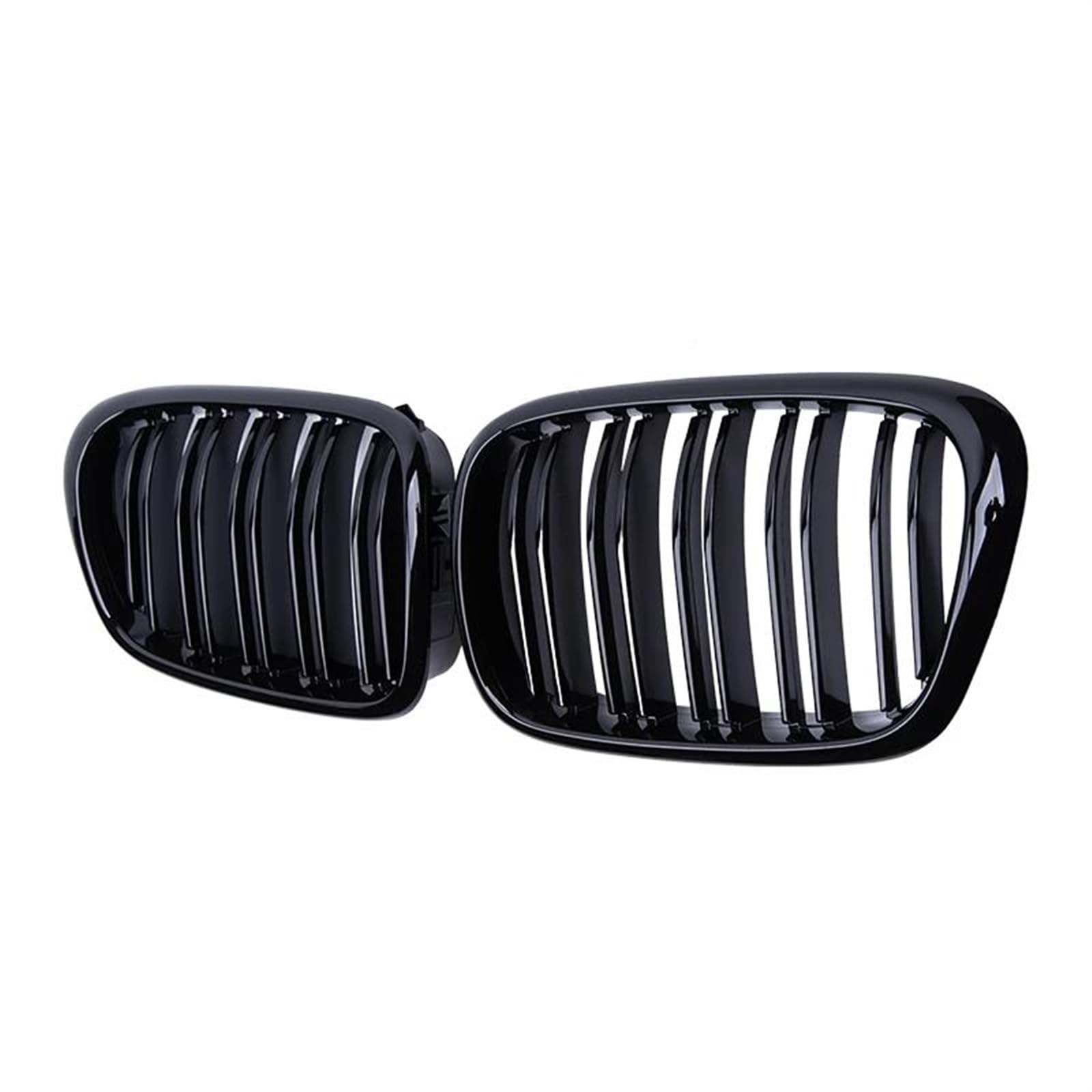 Front Grillgitter Für E39 5er 525 528 1999 2000 2001 2002 2003 Auto-Frontstoßstangenhaube Nierengrill Dual-Lamellengitter Stoßstange Kühlergrill(Schwarz glänzend) von COUSOPO