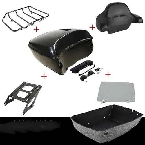 Gepäckträger Lackierter Motorrad-King-Tour-Pack-Kofferraumgepäckträger Für Tour Pak Für Touring Für Road King Für Street Electra Glide 2014-2024 Motorrad Heck Rack Halterung(Black Lock Set) von COUSOPO