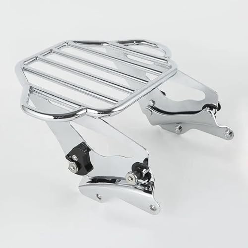 Gepäckträger Motorrad Gepäck Rack W/ 4 Punkt Docking Für Tour Pak Für Touring Für Road King Für Straße Electra Glide FLHX FLHR FLHT Motorrad Heck Rack Halterung(Chrome) von COUSOPO