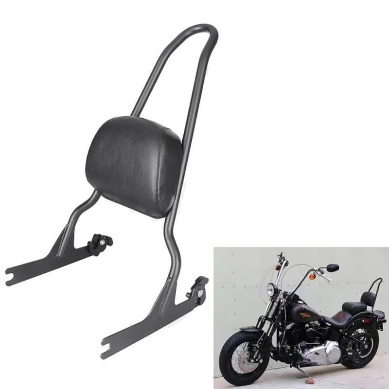 Gepäckträger Motorrad Hinten Passagier Sissy Bar Gepäck Rack Rückenlehne Pad Kissen Für Sofitail 2006-2015 Motorrad Heck Rack Halterung(Schwarz) von COUSOPO