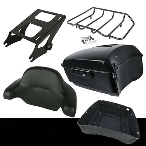 Gepäckträger Motorrad King Pack Kofferraum Mit Rückenlehne Gepäckträger Für Tour Pak Für Electra Street Für Glide Road Glide 2014-2024 Motorrad Heck Rack Halterung(A Style) von COUSOPO