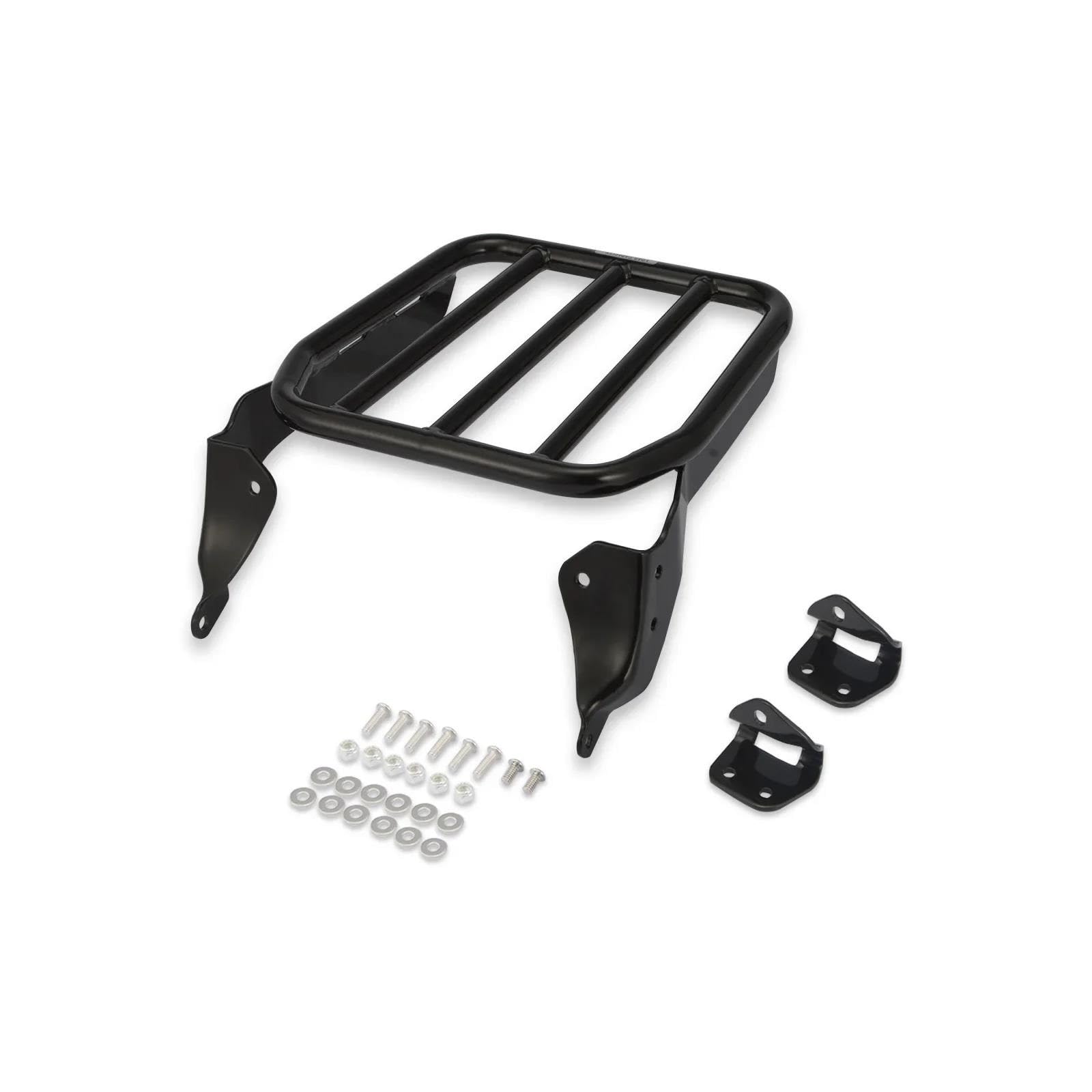 Gepäckträger Motorräder Hinten Sport Gepäck Rack Für Sissy Bar Für Softail FLDE FLHC FLHCS FLSL FXBB FXBBS Und FXST Modelle 2018-2024 Motorrad Heck Rack Halterung(Schwarz) von COUSOPO