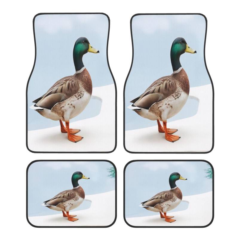 Cute Mallard Ducks Universal-Auto-Fußmatten aus Kristallsamt, 4-teiliges Set, rutschfest und leicht zu reinigen, passend für SUV, LKW, Fahrzeug von COWMMWOC