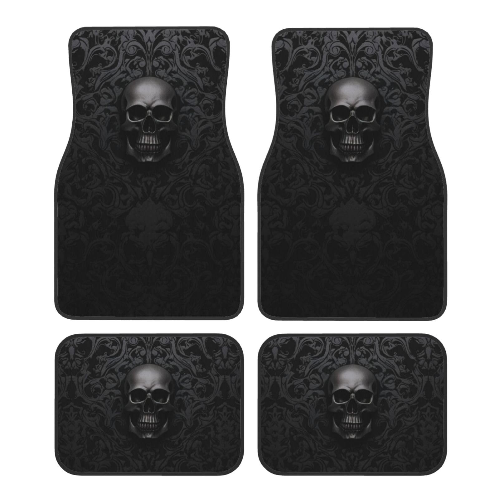 Gothic Wallpaper Skull Universal Auto Fußmatten Kristall Samt 4-teiliges Set, rutschfest & leicht zu reinigen, passend für SUV, LKW, Fahrzeug von COWMMWOC