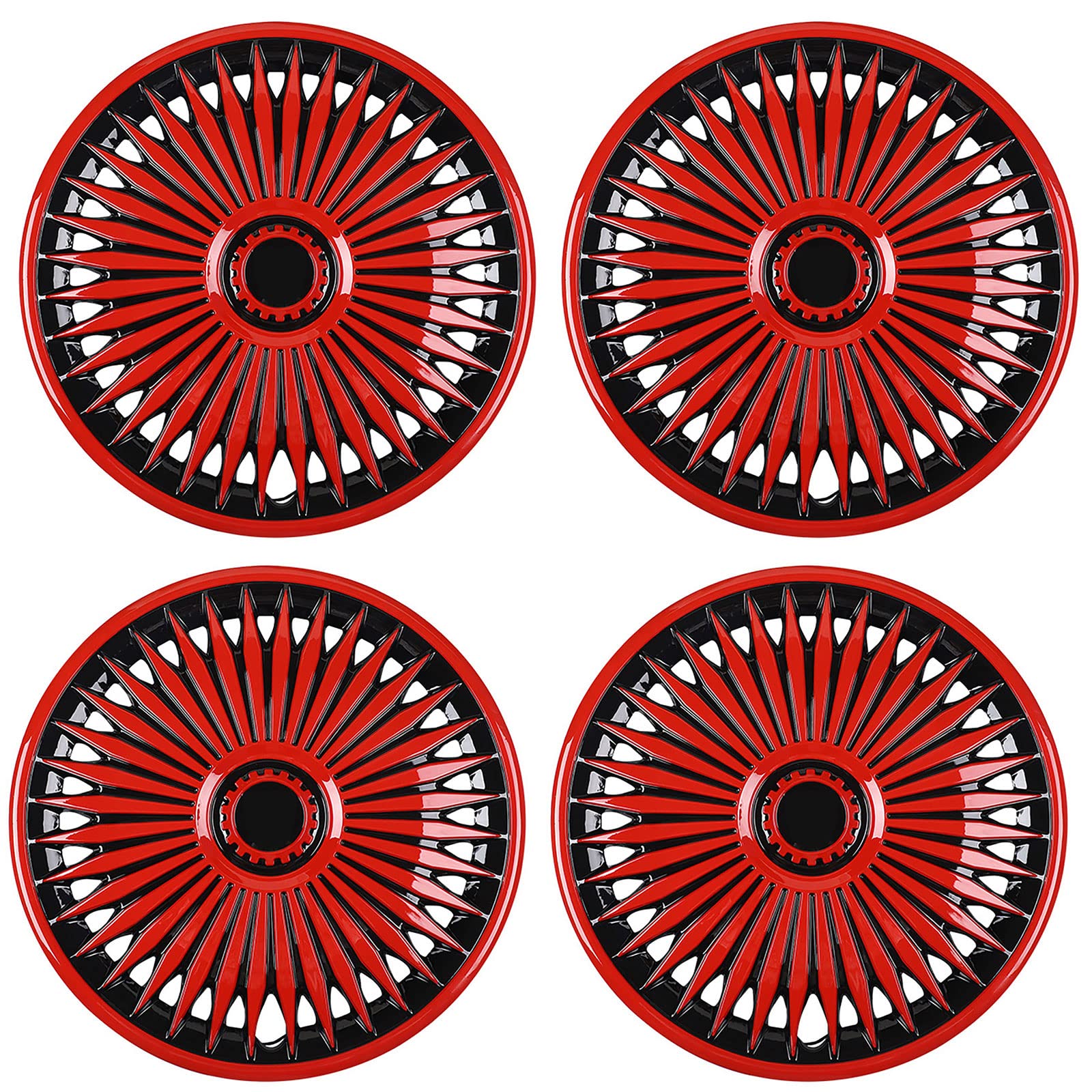 COYOUCO Radkappen Radkappen - (4er-Set) Radkappen Felgenabdeckung - Autozubehör Radkappe für Standard-Stahlfelgen,Rot,15 inch von COYOUCO