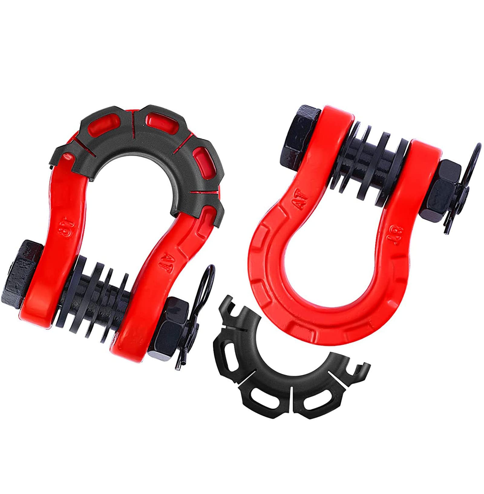 COYOUCO Schäkel D Ring Schäkel (2 Pack) 70.000 Ibs (32T) Bruchfestigkeit Mit Crew Pin Und Shackle Isolator & Washers Kit Für Abschleppgurtwinde Off Road Vehicle Recovery,Rot von COYOUCO