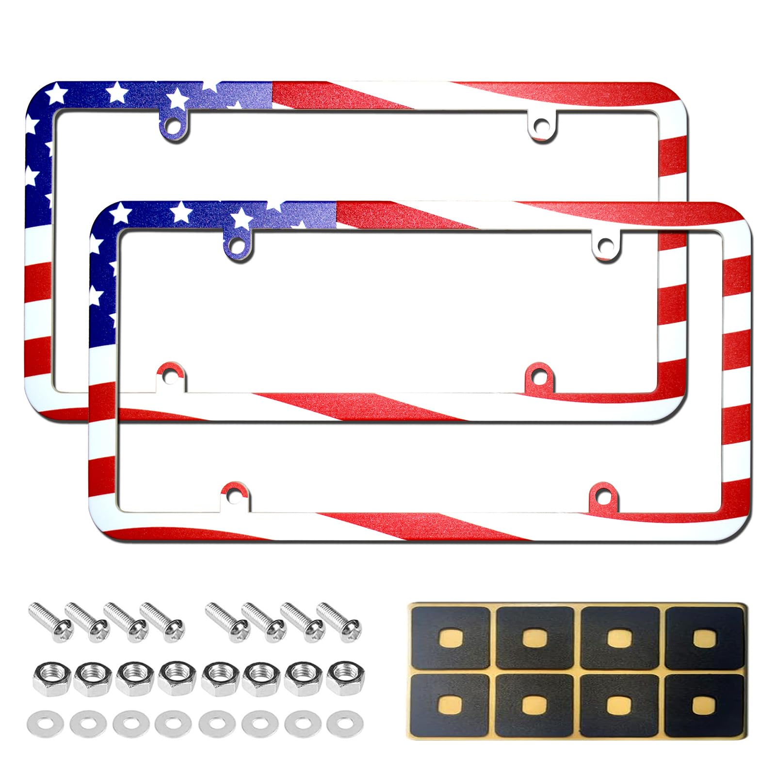 CPAOWEHF 1 Paar Kfz Flaggenmuster Abdeckungen Kfz Kennzeichenrahmen Für US Standard Kennzeichen von CPAOWEHF