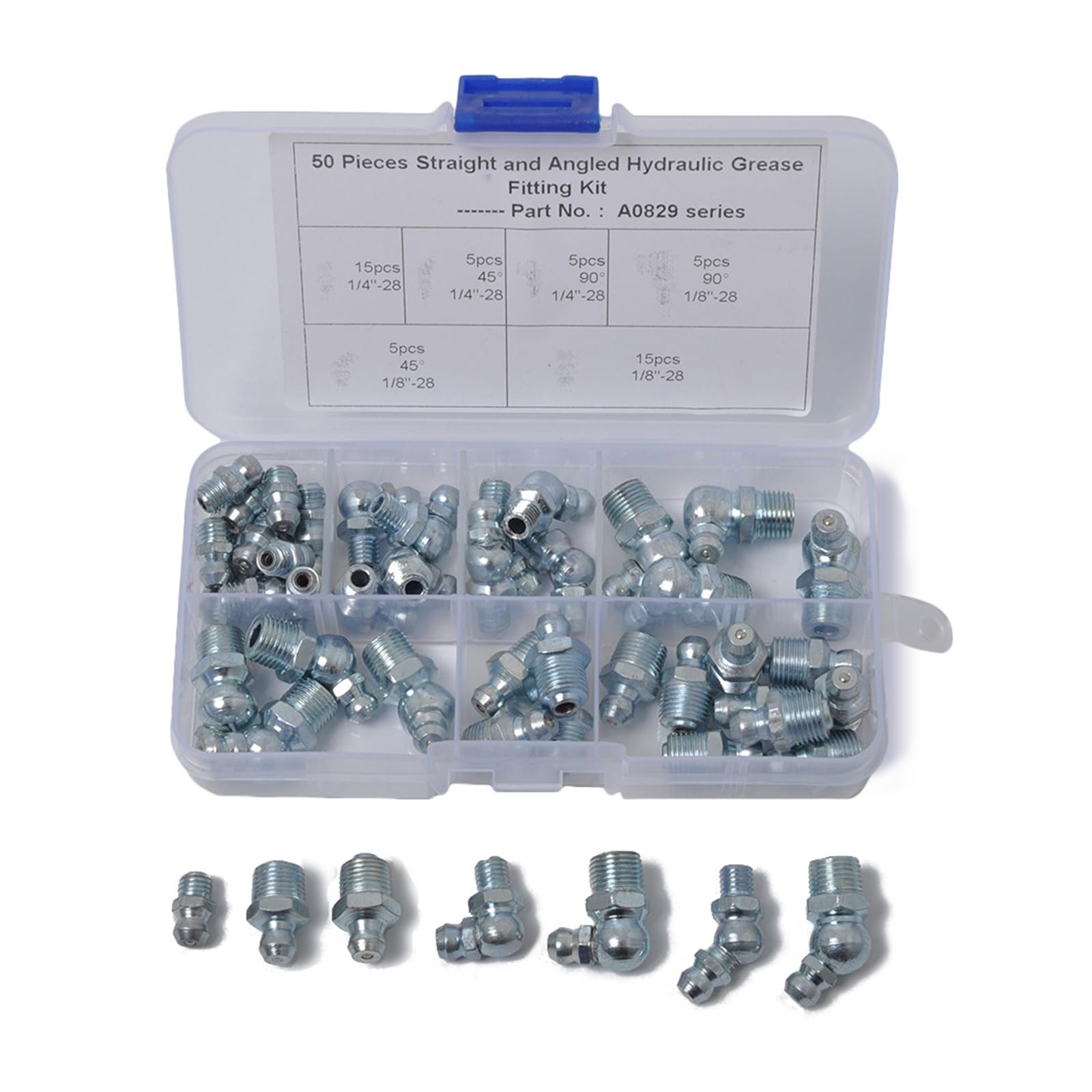 CPAOWEHF Gerade und 90 Grad und 45 Grad Edelstahl Zerk Schmiernippel Fitting Sortiment Set 1/8 1/4 Zoll Gewinde von CPAOWEHF